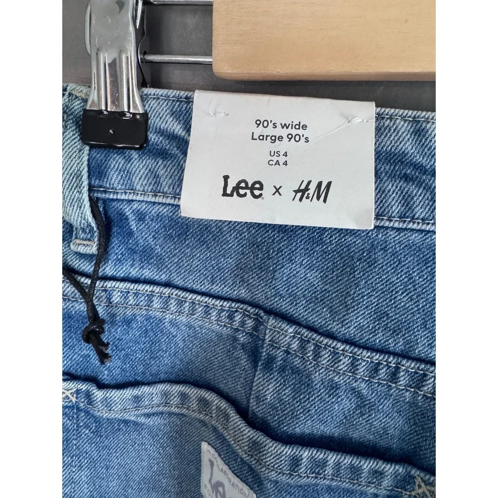Lee x H&M 90s Wide Leg Ultra High Waisted Medium Wash Denim Jeans US 4 NEW - Picture 7 of 7